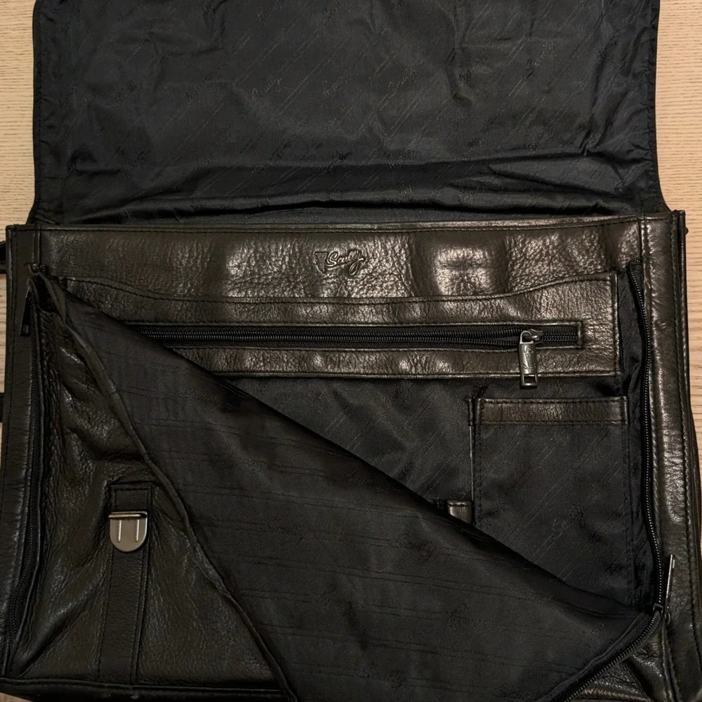 Scully Black Leather Messenger Bag Briefcase Buckle Flap Laptop Satchel Attache